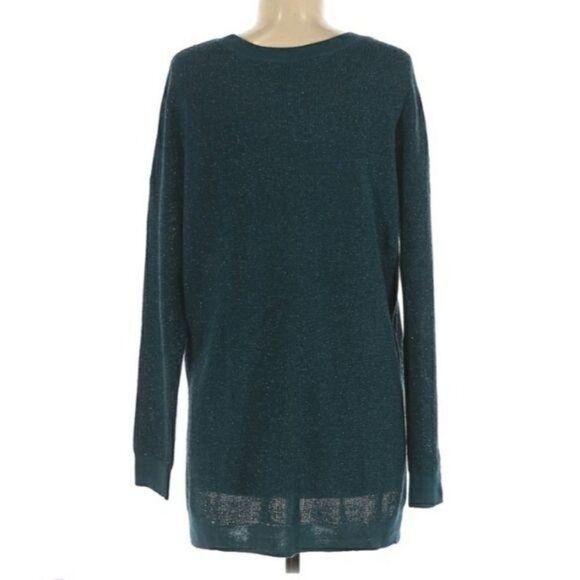 BCBGeneration Sweater Metallic Teal Oversized Slouchy High Low Size M/L - Picture 5 of 14